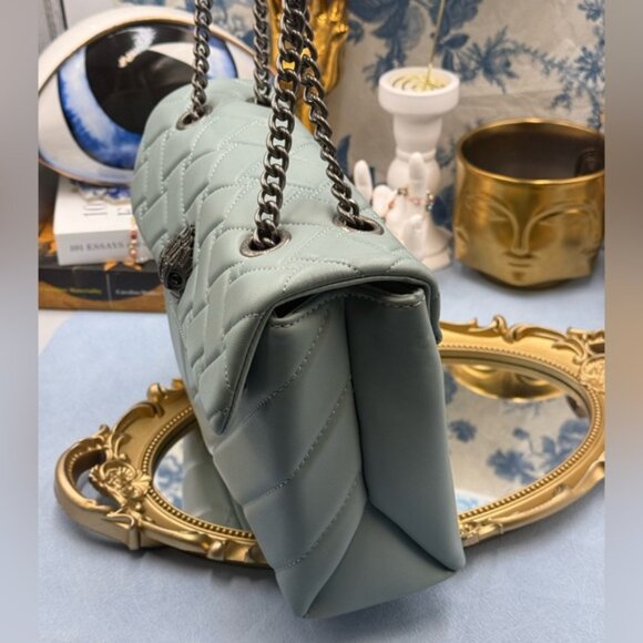 🆕 KURT GEIGER LONDON 🧿 NWT Leather Kensington Shoulder Bag, Pale Blue Grey - Picture 6 of 15